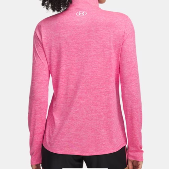 Under Armour Tech Pink White Half Zip Twist UA Tech Wick Shirt Top - Picture 3 of 10